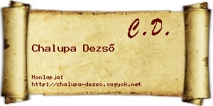 Chalupa Dezső névjegykártya